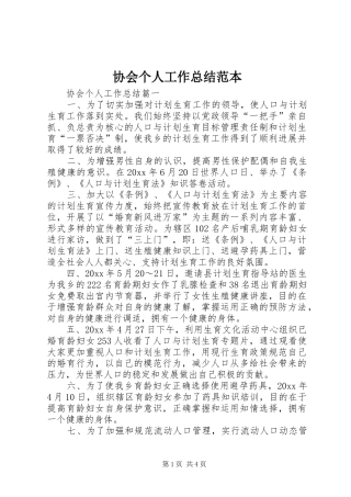 协会个人工作总结范本