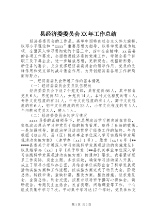 县经济委委员会XX年工作总结