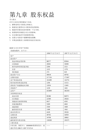 国际MBA职业经理《财务管理教程》讲义 第九章