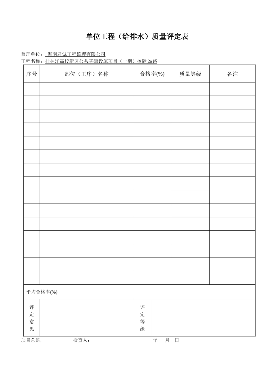 工程部位质量评定表(道路)_第2页