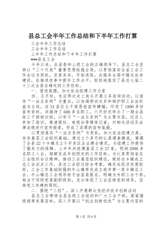 县总工会半年工作总结和下半年工作打算