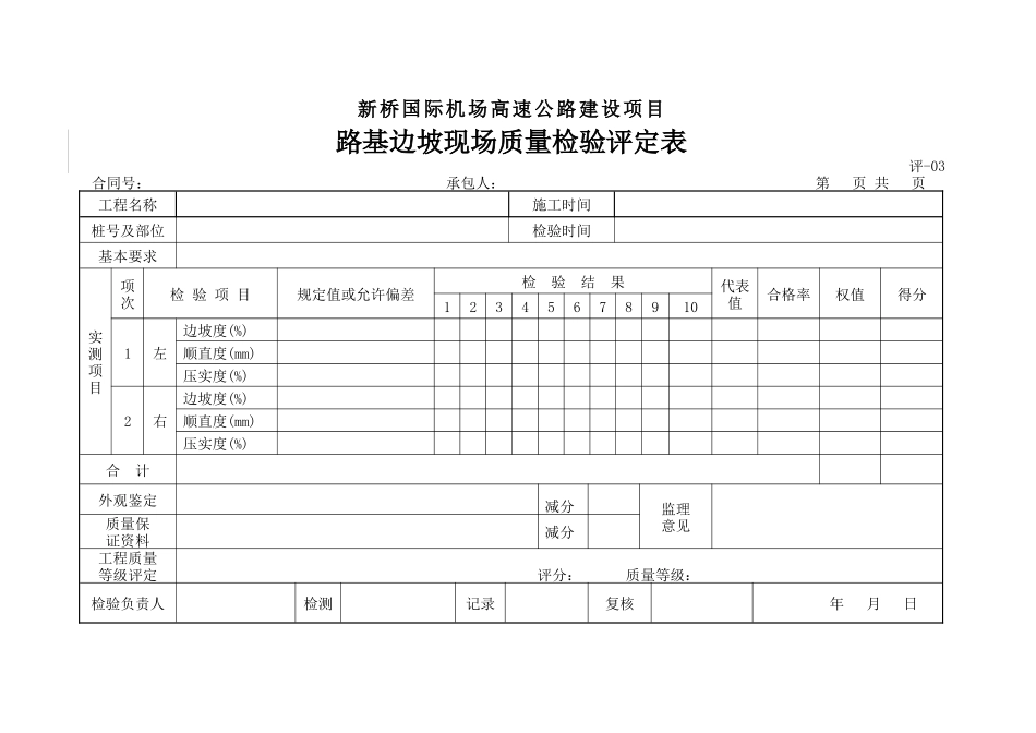 【精品】公路工程质量检验评定表_第1页
