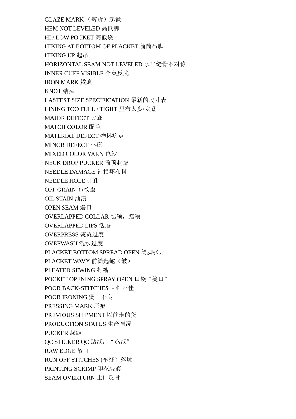 服装品质控制（QC）词汇（DOC 7）_第2页