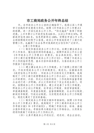 市工商局政务公开年终总结