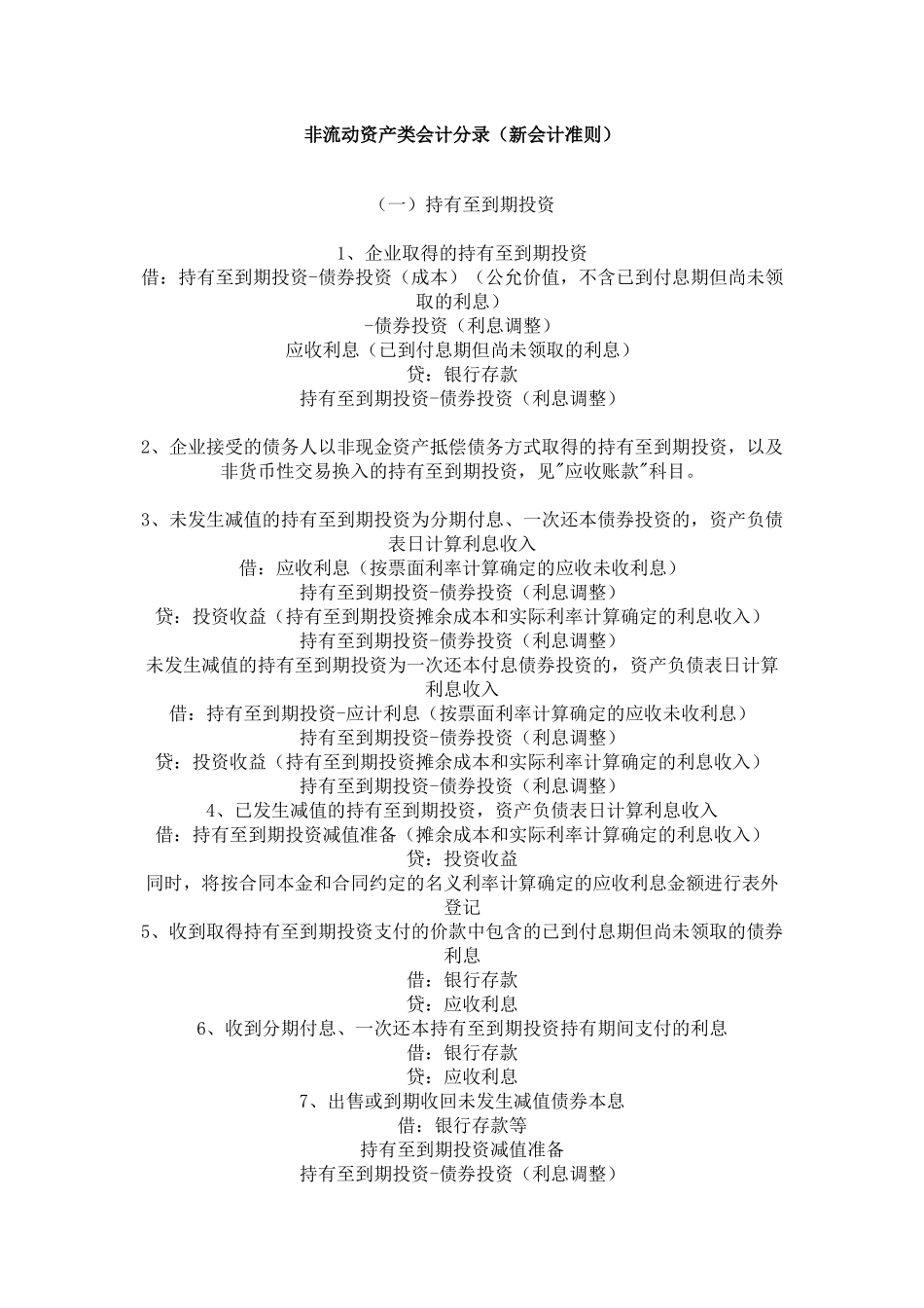 非流动资产类会计分录介绍_第1页