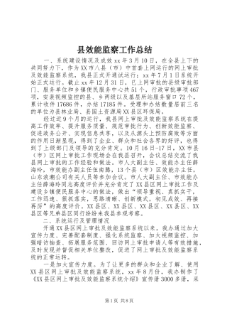 县效能监察工作总结