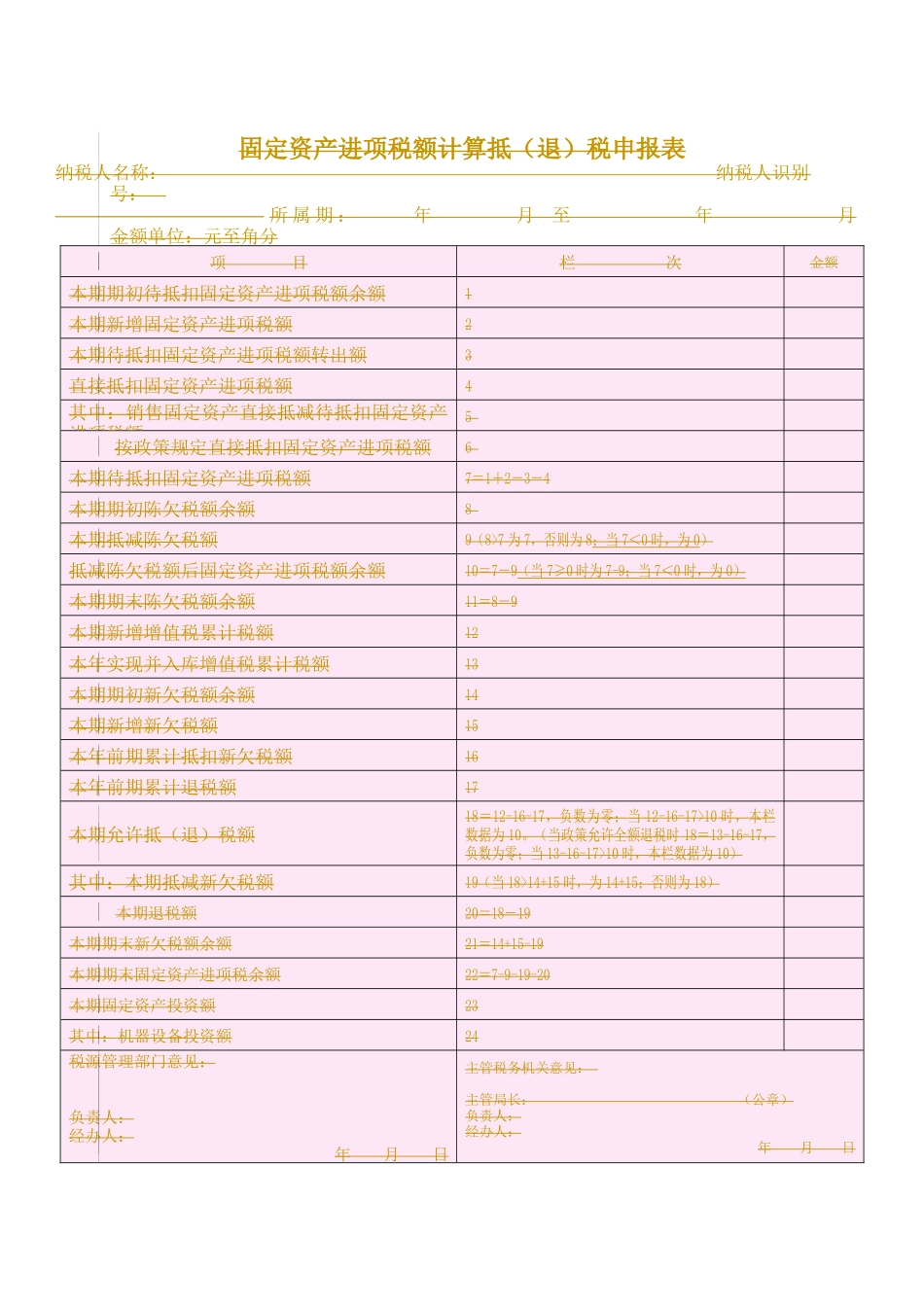 固定资产进项税额计算抵(退)税申报表说明_第1页