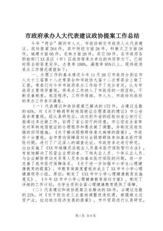 市政府承办人大代表建议政协提案工作总结
