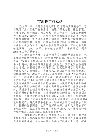 市盐政工作总结