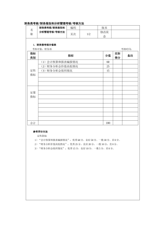 财务类考核财务报告和分析管理考核考核方法