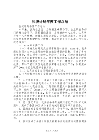 县统计局年度工作总结