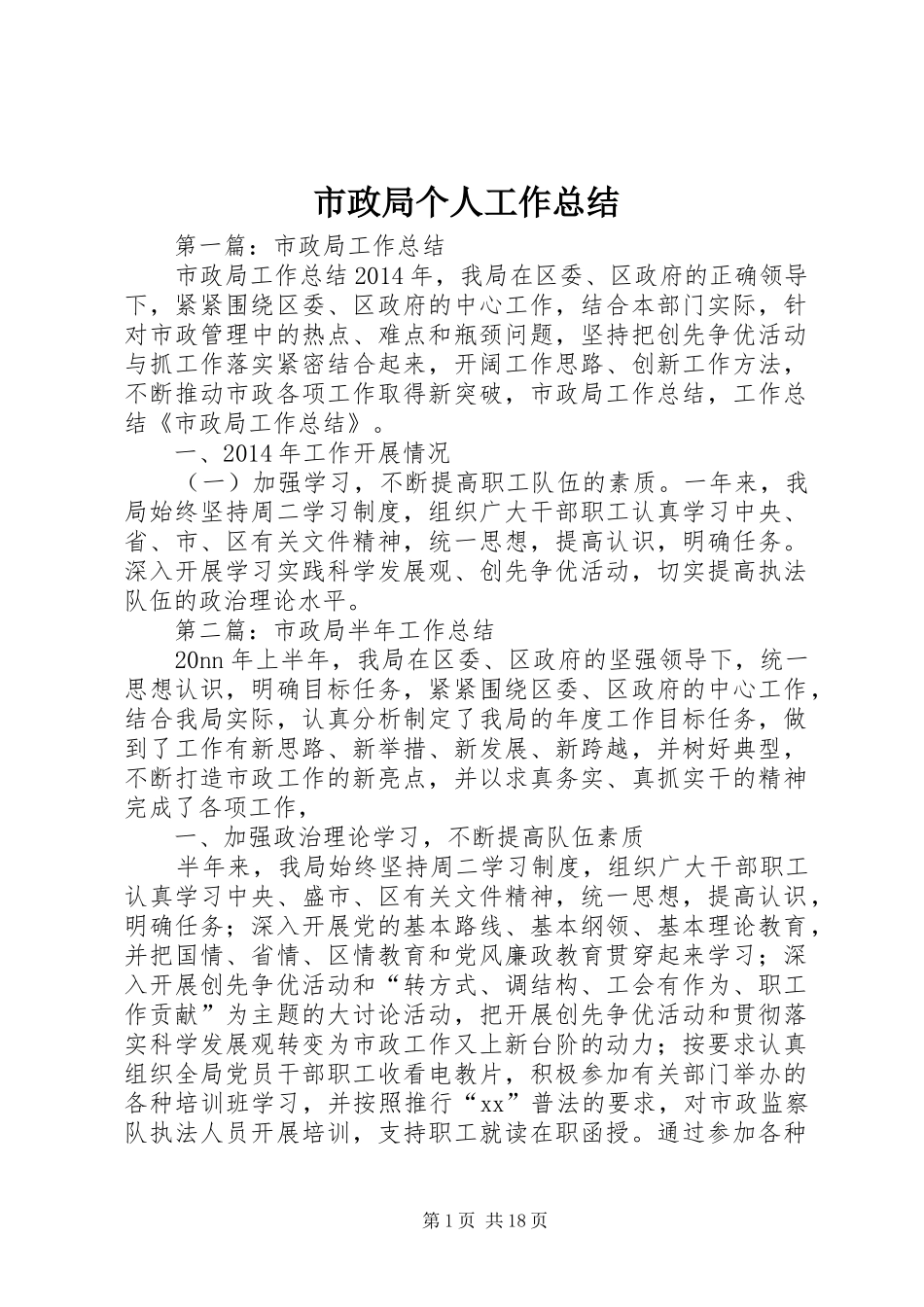 市政局个人工作总结_第1页
