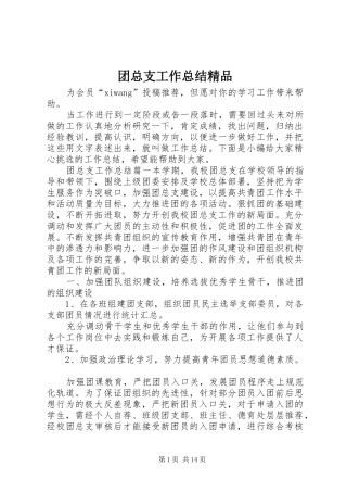 团总支工作总结精品