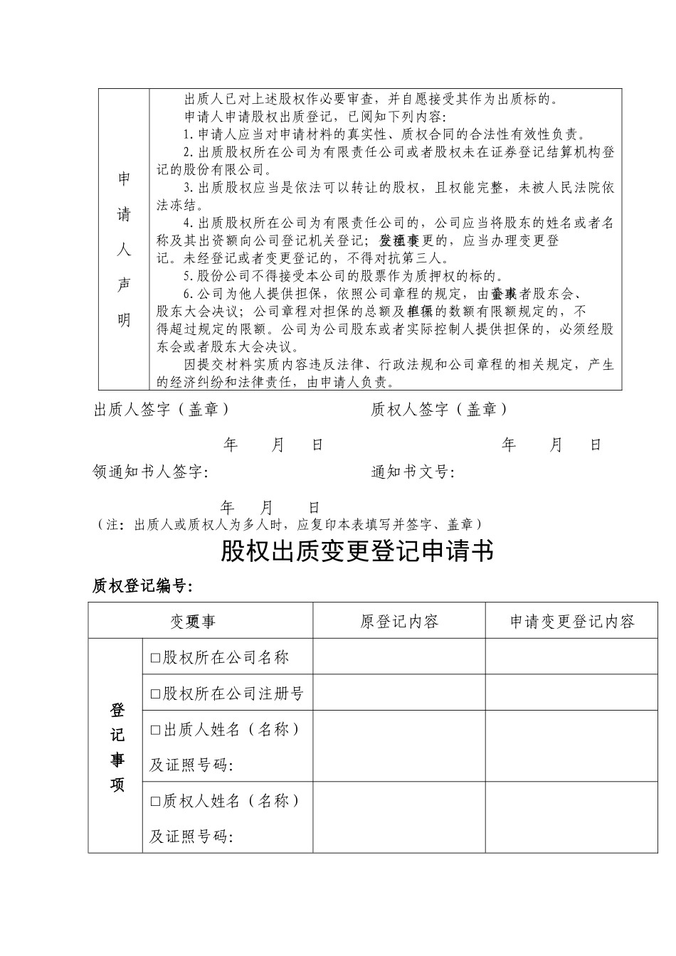 股权出质申请书大全_第3页