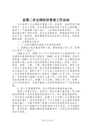 县第二次全国经济普查工作总结