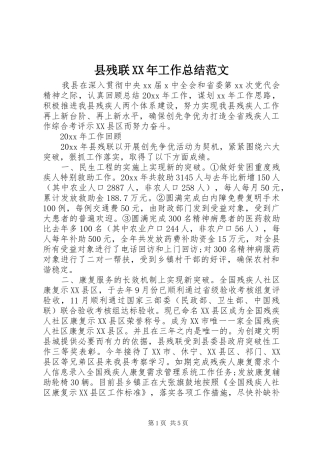 县残联XX年工作总结范文