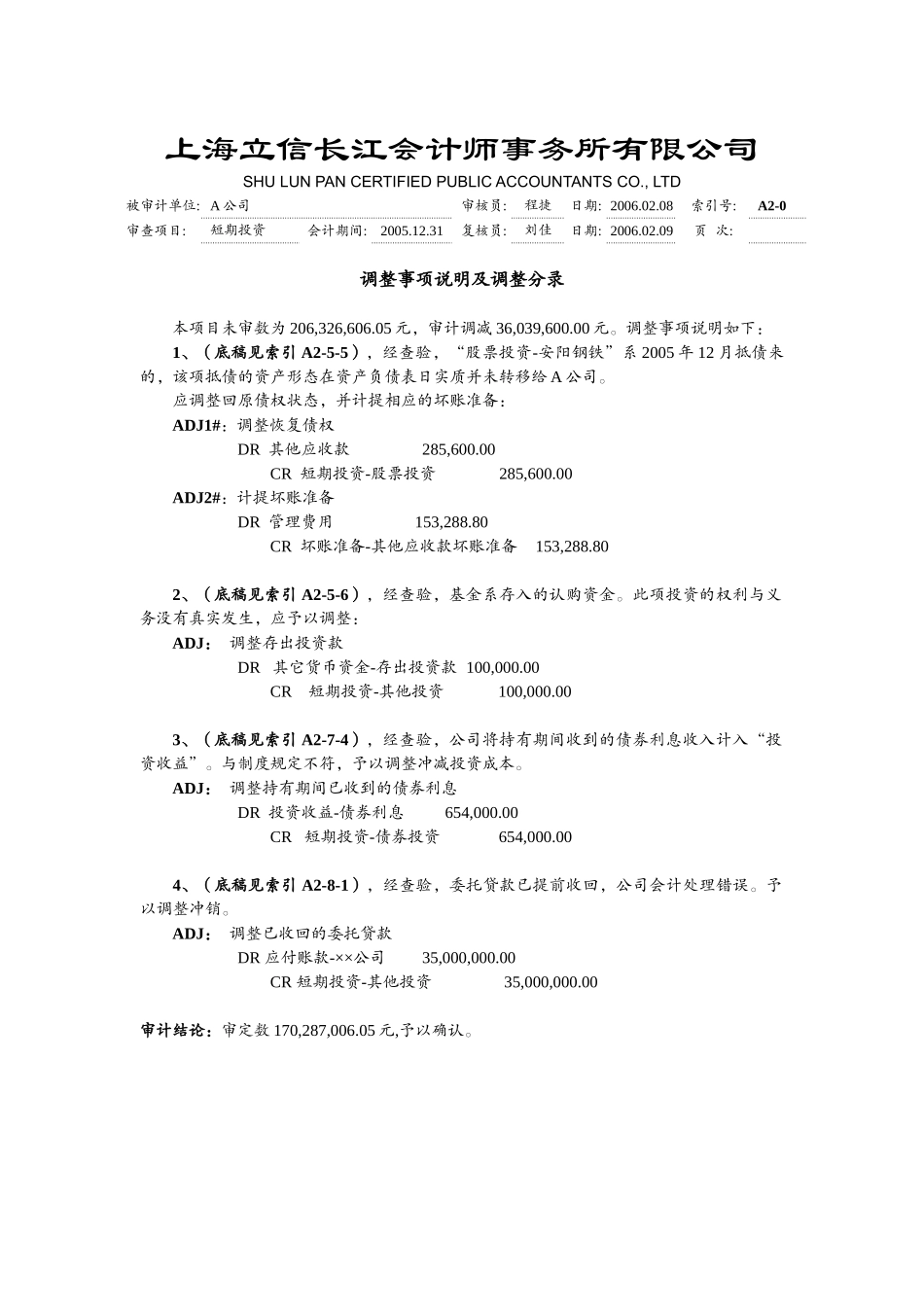 工作底稿—短期投资_第1页