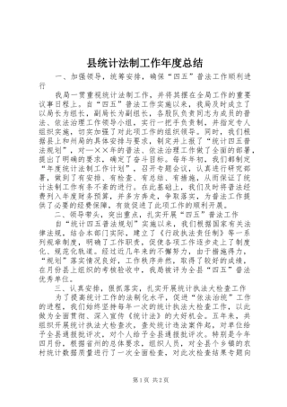 县统计法制工作年度总结