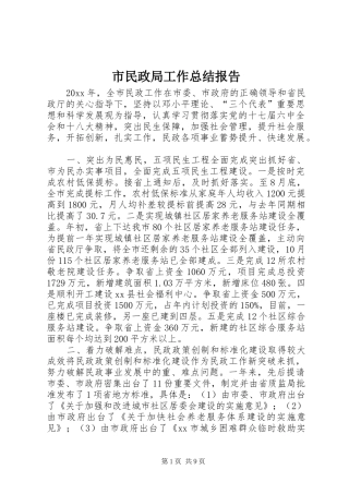 市民政局工作总结报告