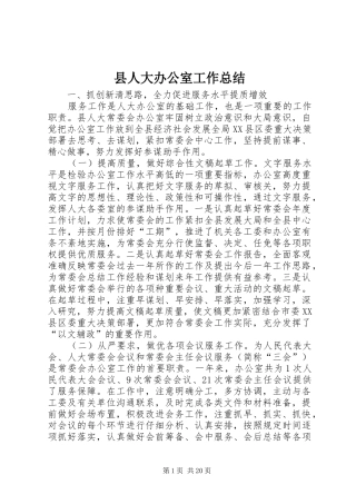 县人大办公室工作总结