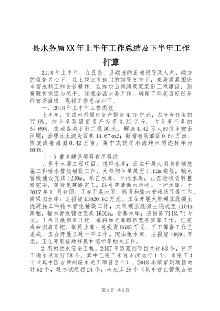 县水务局XX年上半年工作总结及下半年工作打算