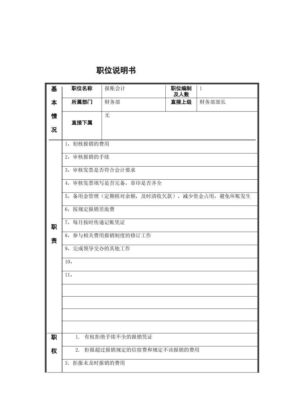 报账会计岗位说明书_第1页
