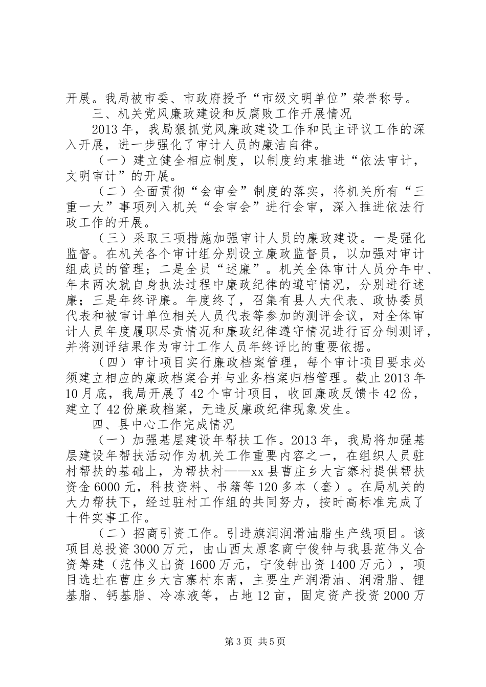 县审计局工作总结报告材料_第3页