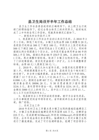 县卫生局召开半年工作总结