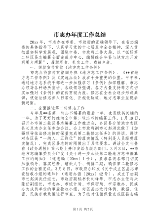 市志办年度工作总结