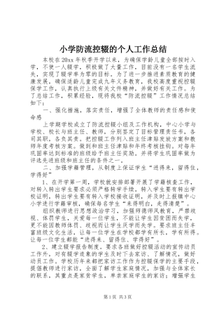 小学防流控辍的个人工作总结