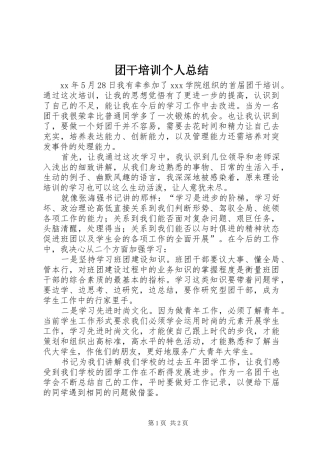 团干培训个人总结