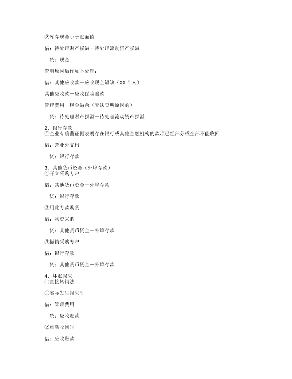 常用会计分录培训资料_第2页