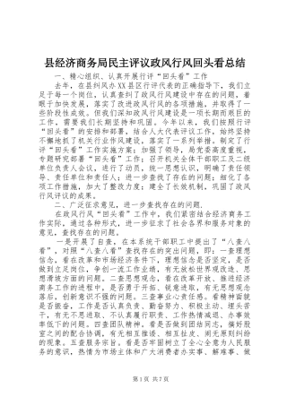 县经济商务局民主评议政风行风回头看总结
