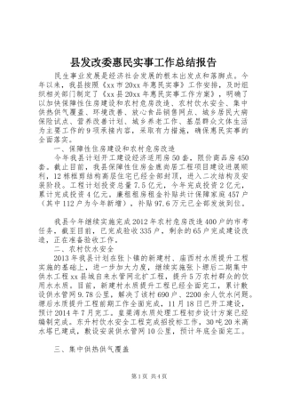 县发改委惠民实事工作总结报告