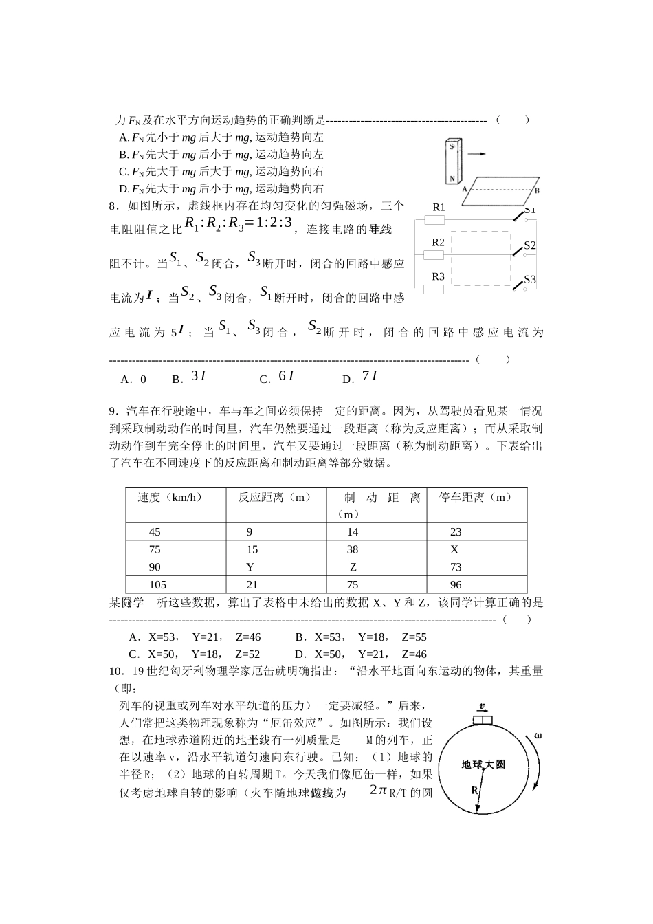 高三质量监控考试--物理试卷_第3页