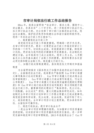 市审计局依法行政工作总结报告