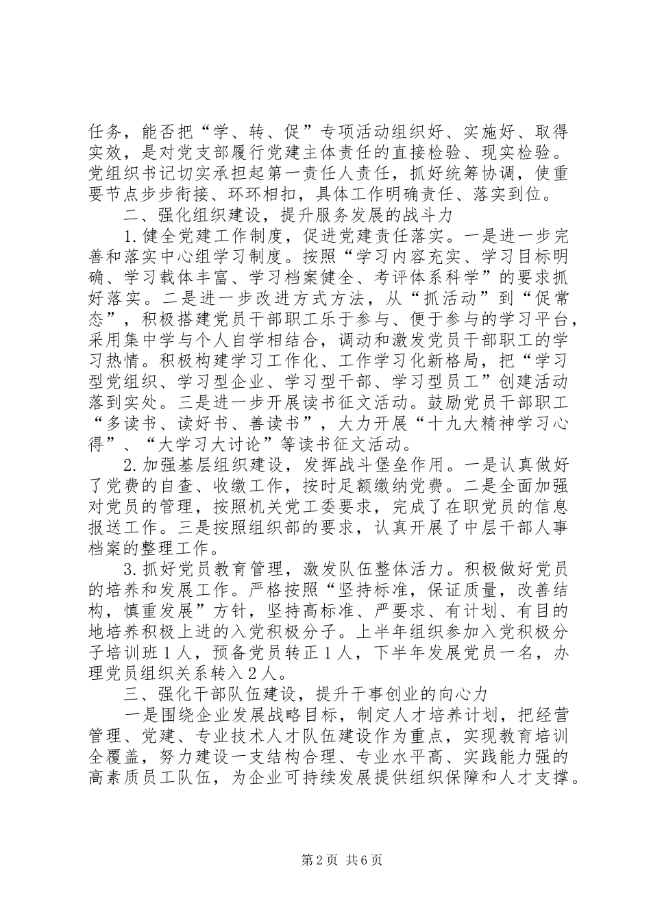 围绕发展抓党建抓好党建促发展公司年度党建工作总结_第2页