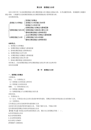 偿债能力考点分析