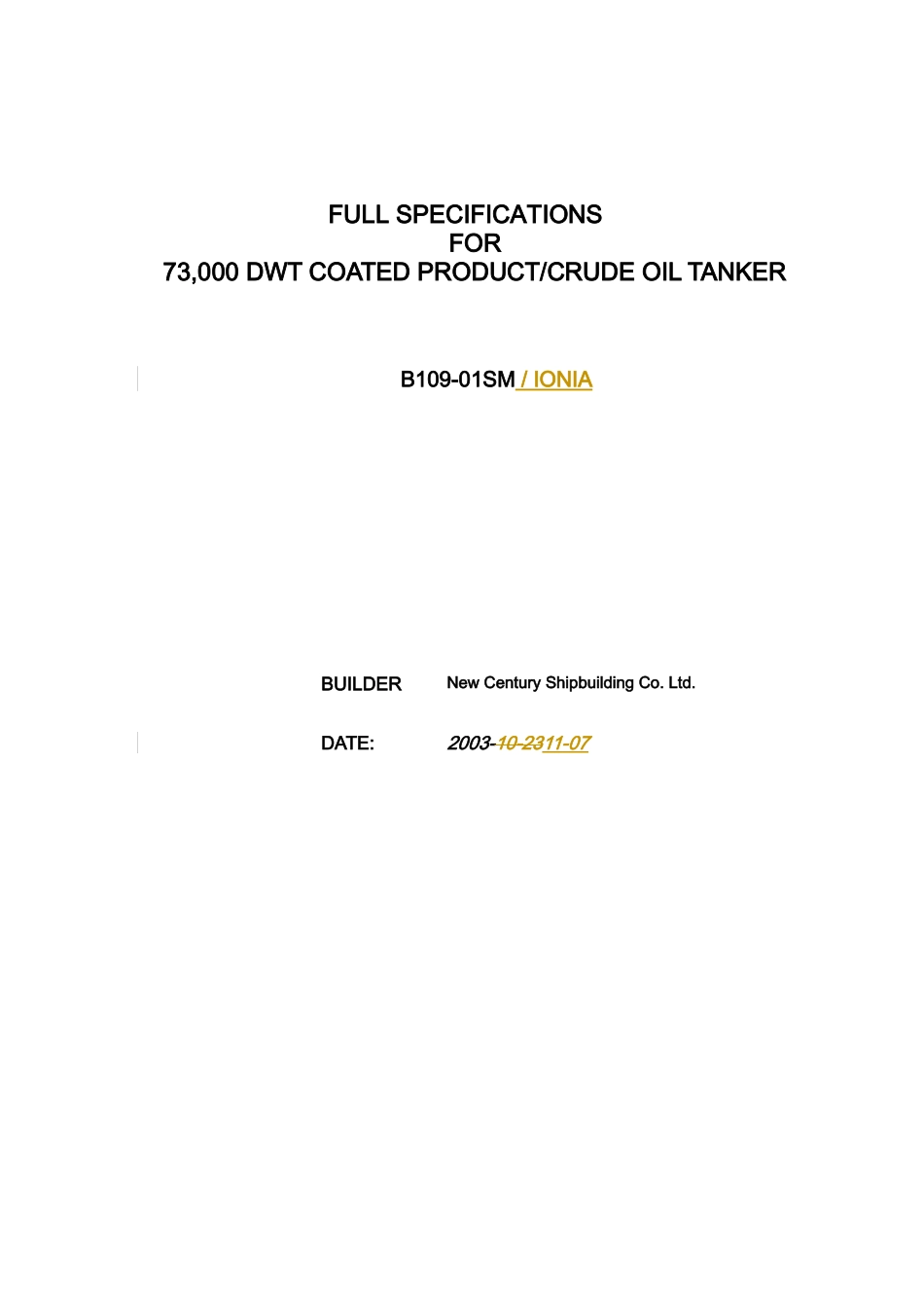CleanSpecforionia73400TWD成品油轮技术规格书_第1页