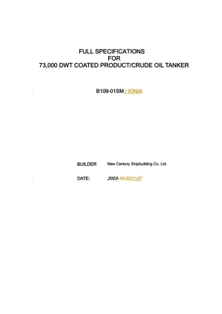 CleanSpecforionia73400TWD成品油轮技术规格书