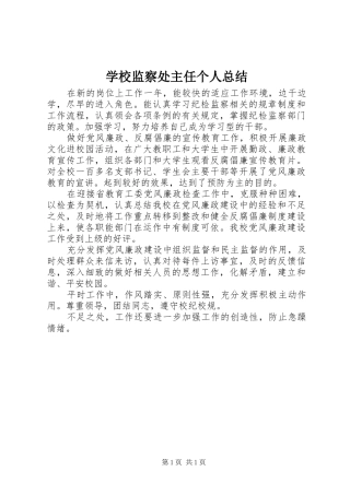 学校监察处主任个人总结