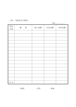 会计、财务管理B出纳帐表纵表格
