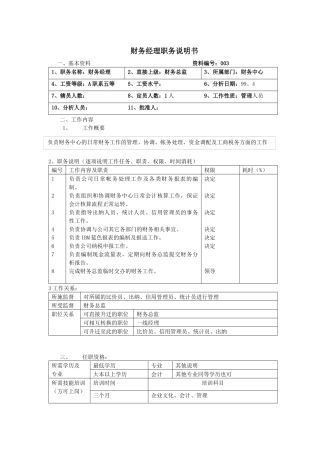 财务经理职务说明书