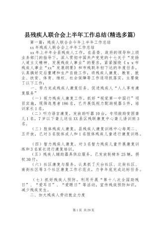 县残疾人联合会上半年工作总结(精选多篇)