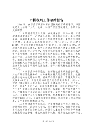市国税局工作总结报告