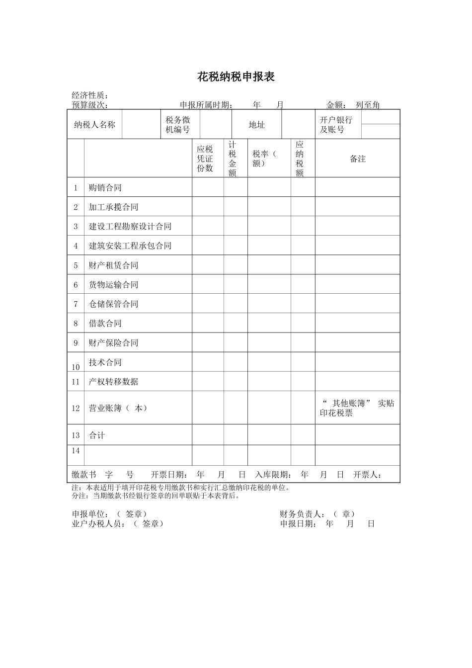 花税纳税申报表_第1页