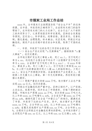 市煤炭工业局工作总结