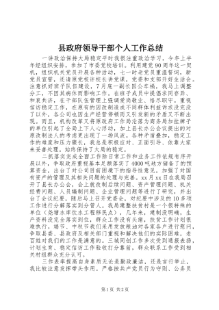 县政府领导干部个人工作总结