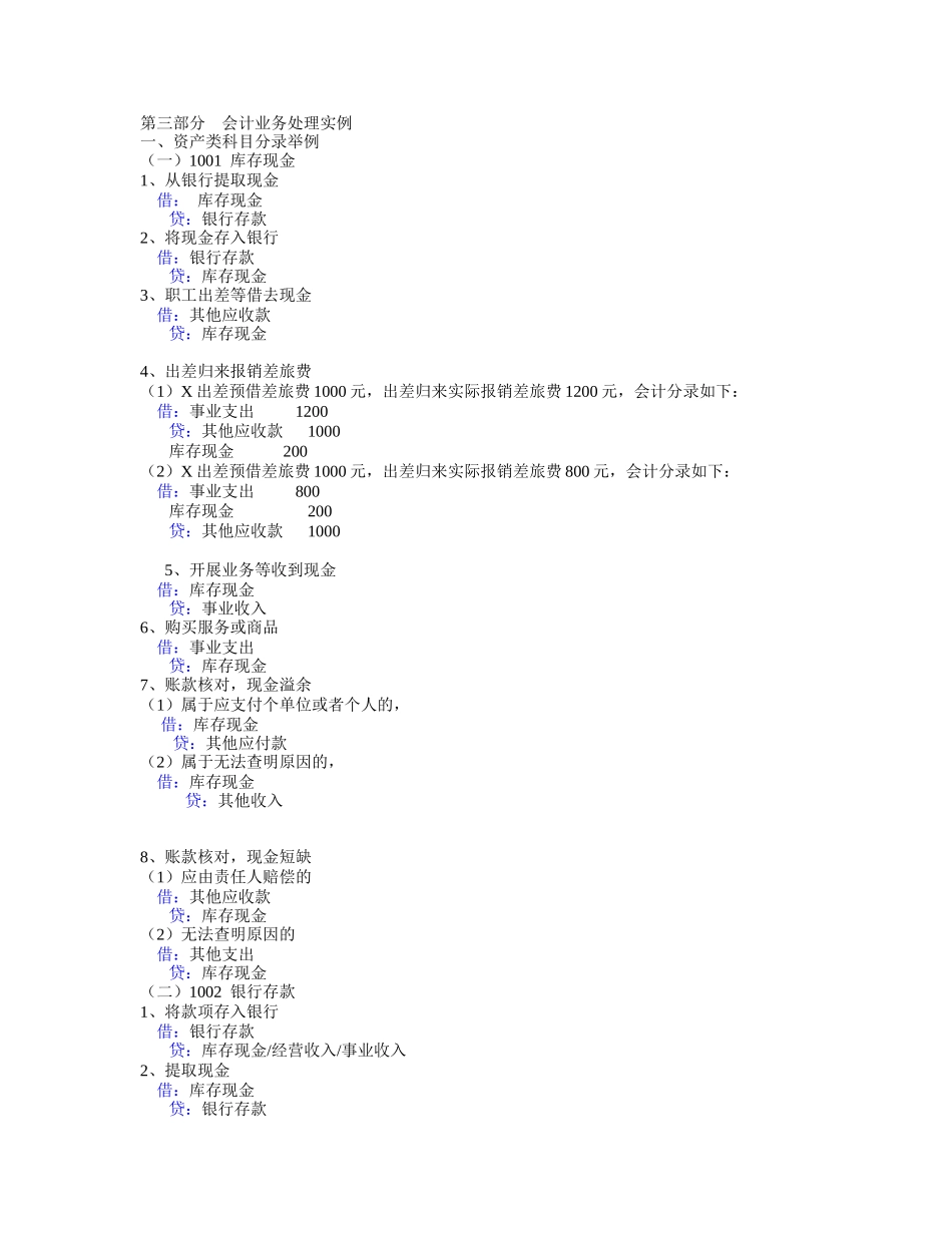 XXXX事业单位会计分录大全(可直接打印)_第2页