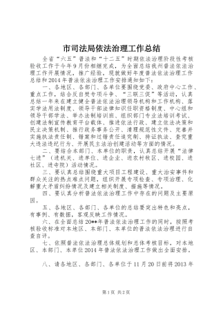 市司法局依法治理工作总结